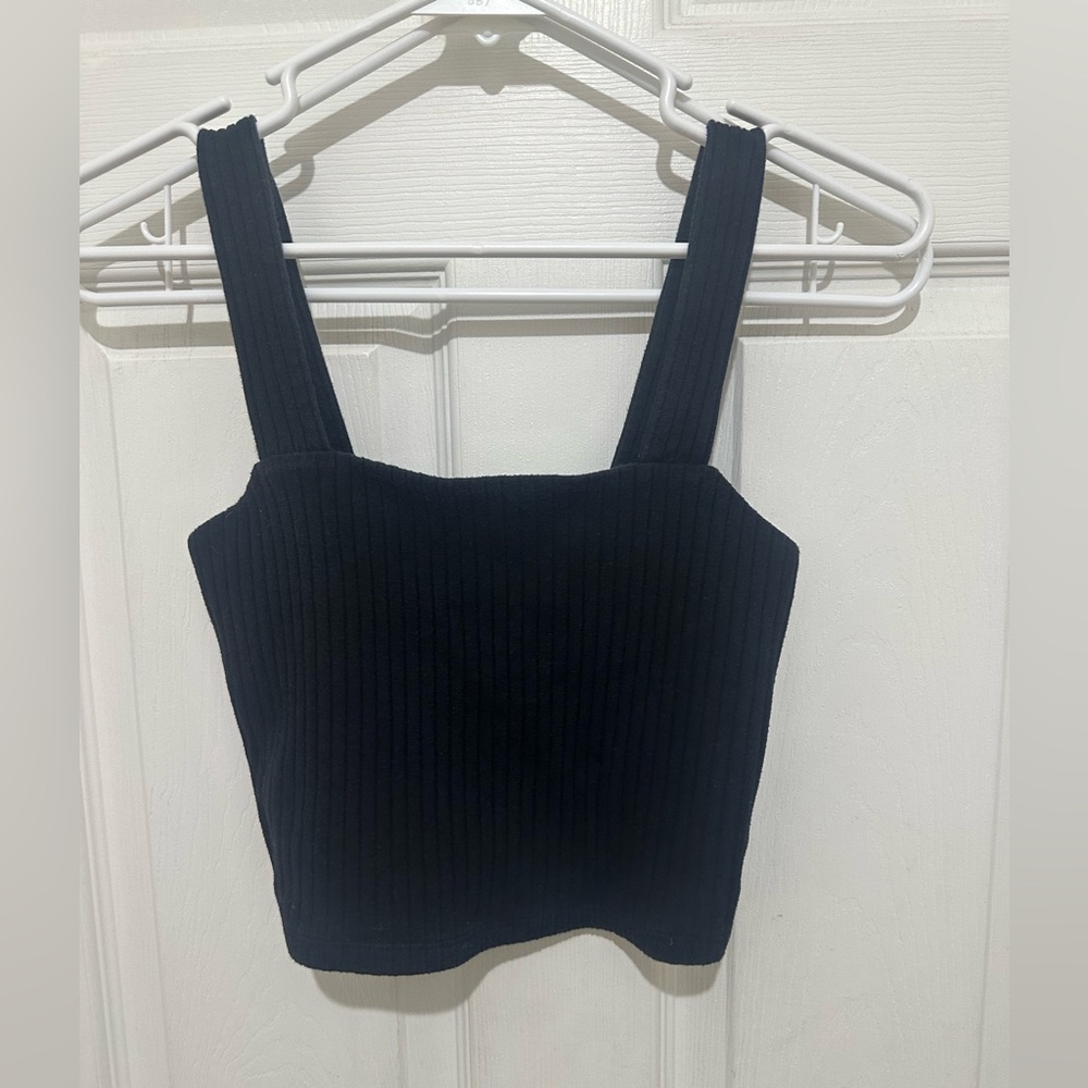 American Eagle Outfitters black ribbed crop top tank